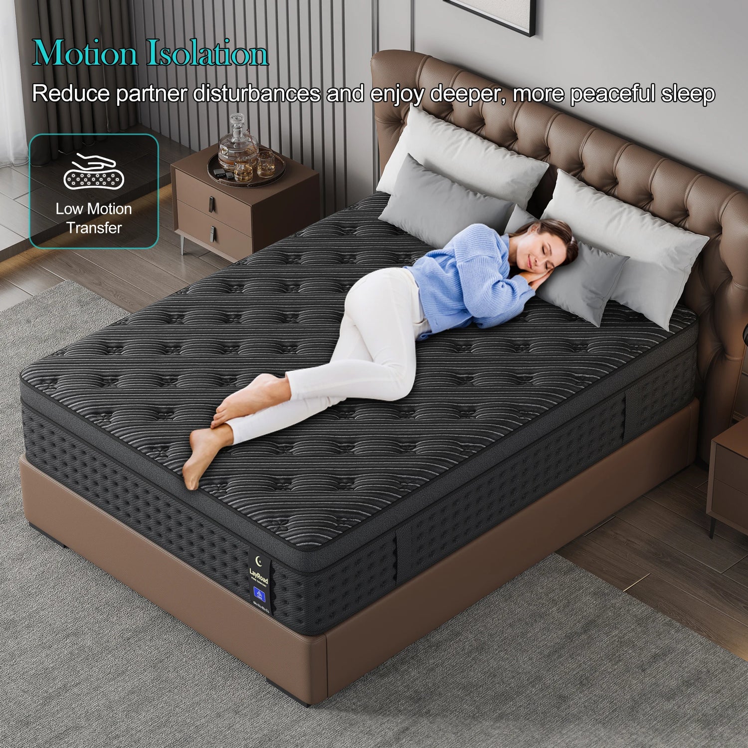 LayRoad 12/14Inch Memory Foam Spring Mattress Single/Double/Queen/King Sizes Boxed Mattress Medium Firmness Pressure Relief