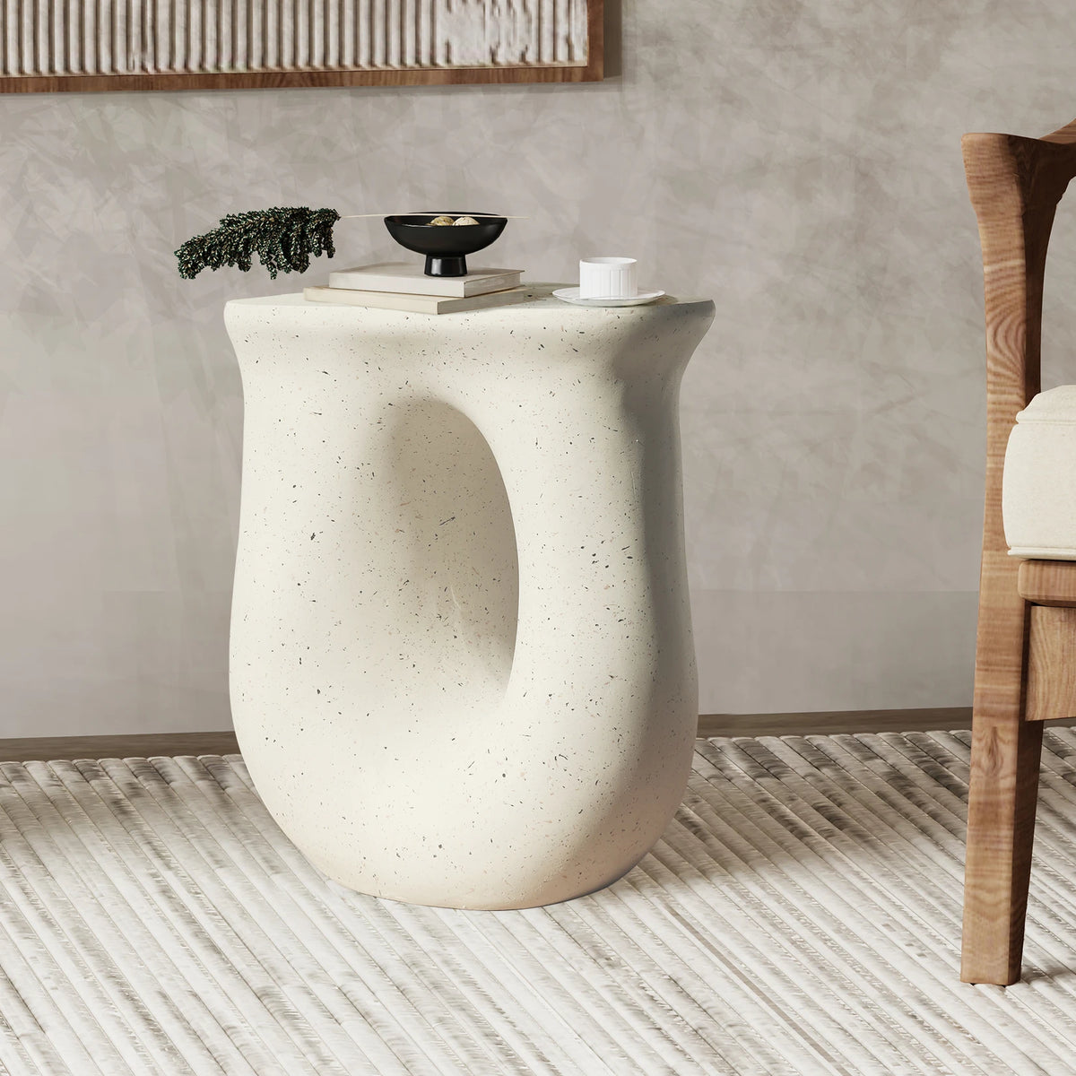 Wisfor Modern Concrete Pedestal Table Stand for Home Decor