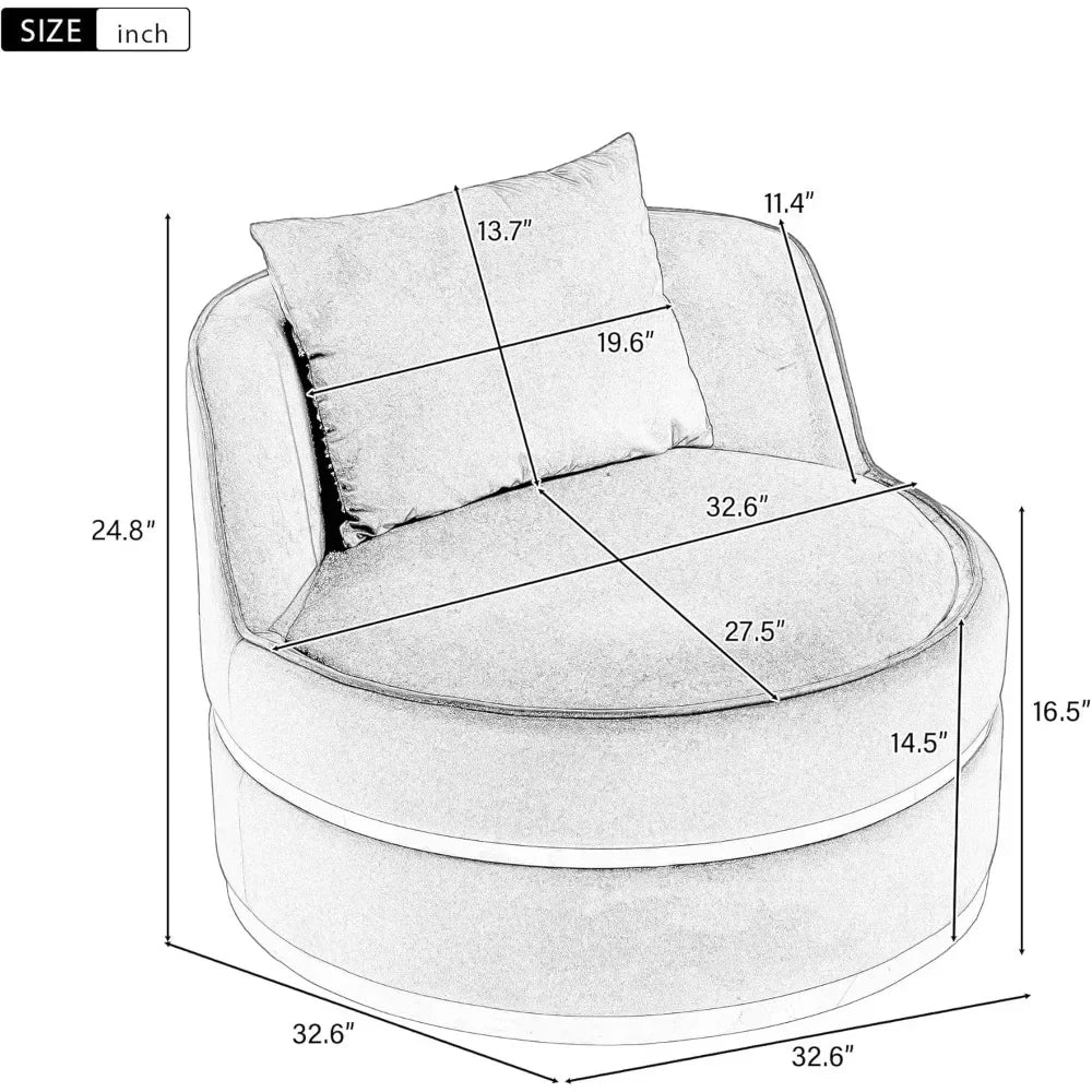 BestsellerMerax 360 Swivel Velvet Barrel Chair with Cushion, Modern Comfortable Round Sofa for Reading