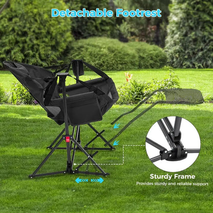Hammock Camping Chair with ootrest, Oversized olding Swinging Chair or Adults, Rocking Portable Camp with Cup Holder Pillow or O
