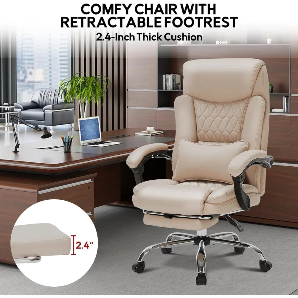 HUANZHUANG Reclining Executive Office Chair With Foot Rest