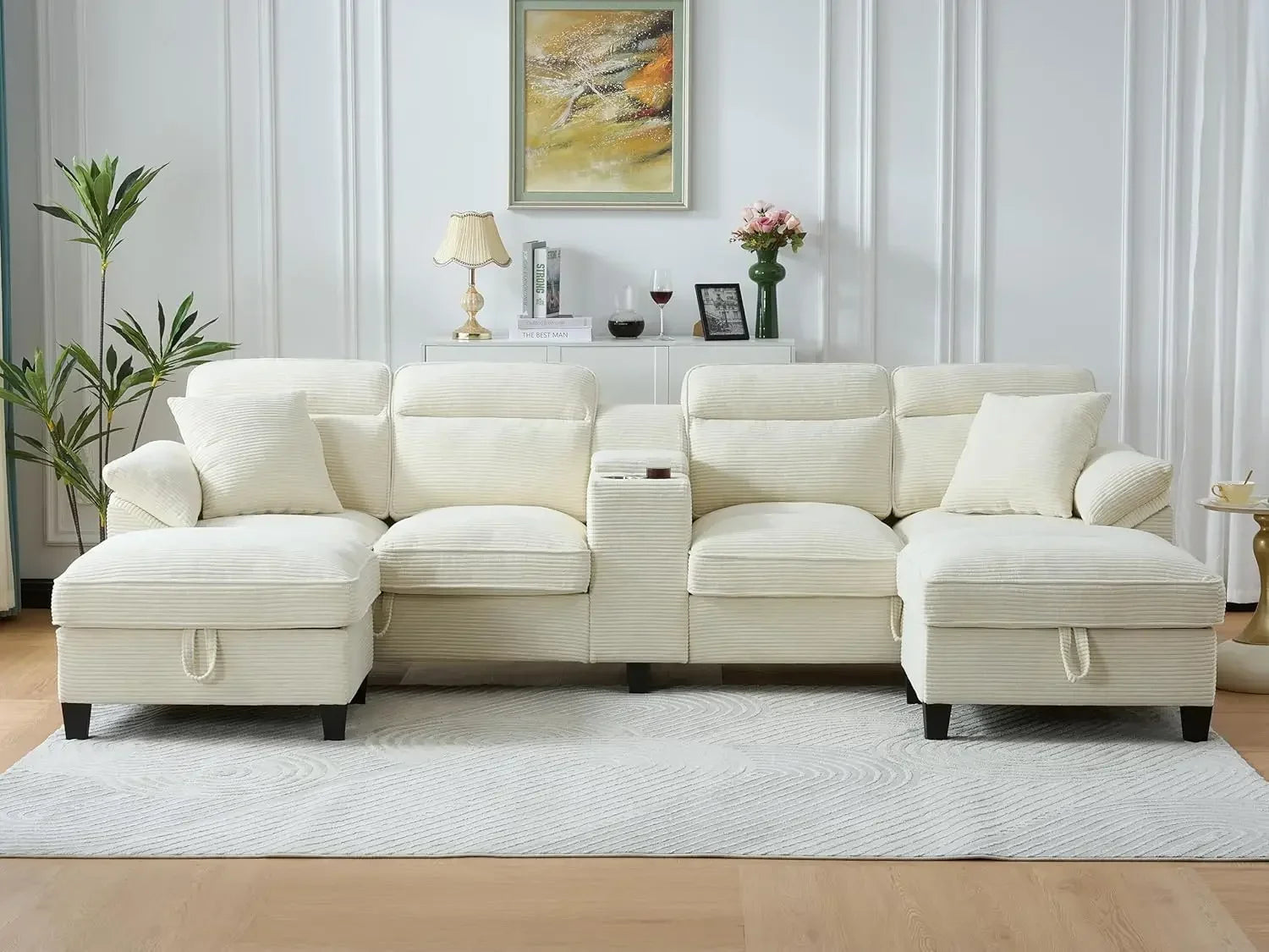 U Shaped Cloud Couch Sectionals Comfy White Sectional Couches for Living Room Modern Oversized Modular Sofas,Corduroy Customized