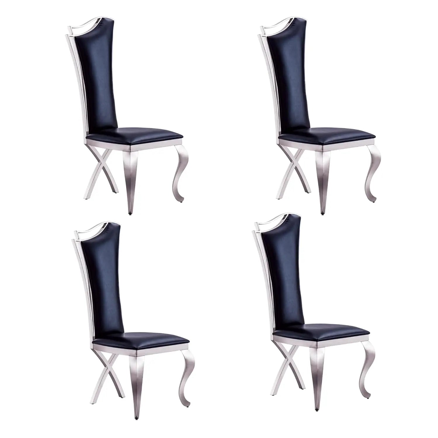 Modern Dining Chair Set of 4, Retro Luxury Leather Dining Room Chairs, Upholstered White Dining Chairs with Gold, Customized