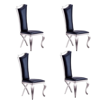 Modern Dining Chair Set of 4, Retro Luxury Leather Dining Room Chairs, Upholstered White Dining Chairs with Gold, Customized