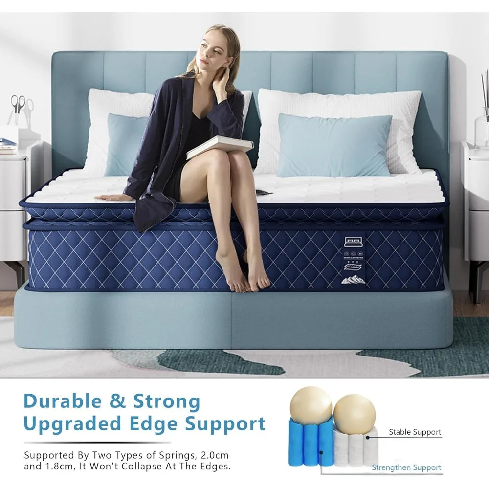 California King Mattress 12 Inch, Medium Firm Hybrid Mattress with Cooling Gel Memory Foam, Independent Spring for Motion Isolat