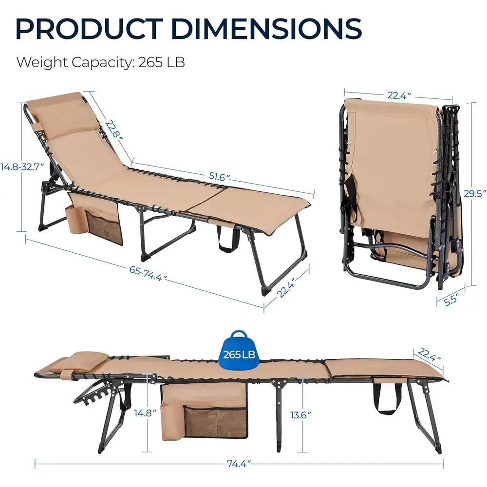 22.4" Tanning Chair with ace Hole, Adjustable 5-Position olding Chaise Lounge Chairs, Outdoor Lounge Chairs or Lawn, Beach, Suth