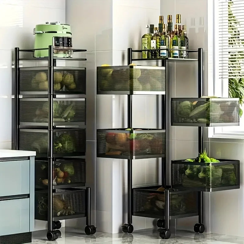 Rotating Kitchen Storage Rack 5 Tier Fruit And Vegetable Organizer