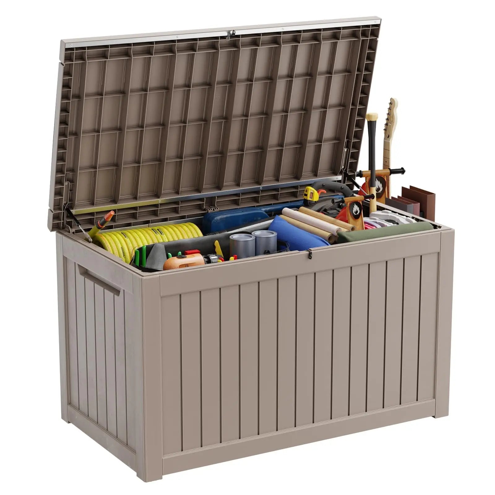PatioZen 320 Gallon Large Resin Deck Box, Lockable Outdoor Storage Box for Patio Cushions Storage Furniture,Garden Tools