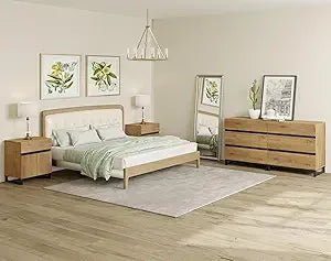 Dresser and Nightstand Set of 3, 63 Inches Dresser with 6 Drawers, 2 Nightstand with Drawer and Cabinet for Bedroom, Bedroom Fu