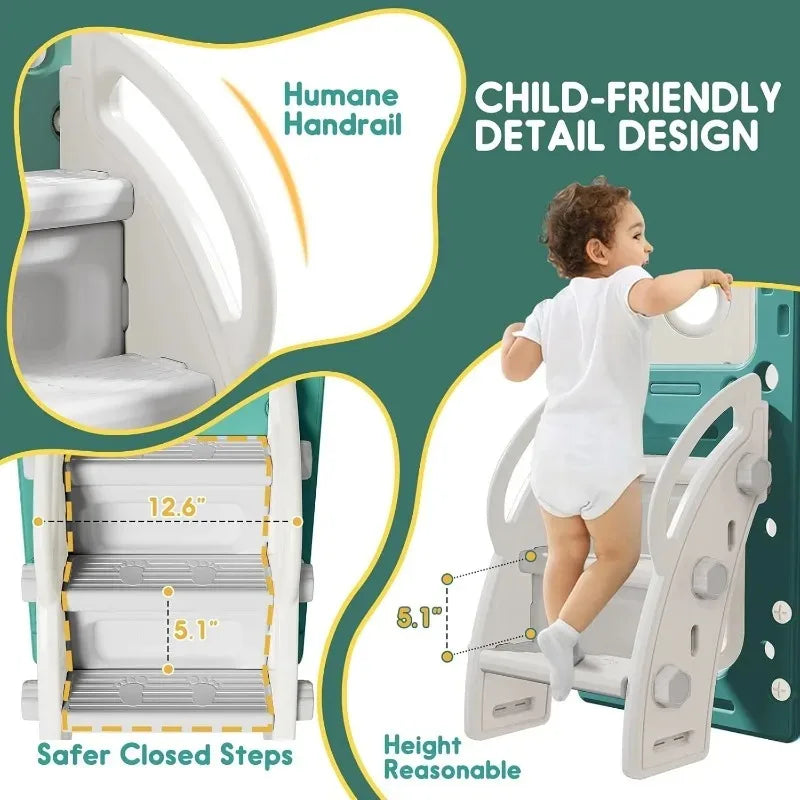 YTYIN 8 In 1 Toddler Slide Set PlaygroundStructure EquipmentModuleSystem ClimberEliteSeries