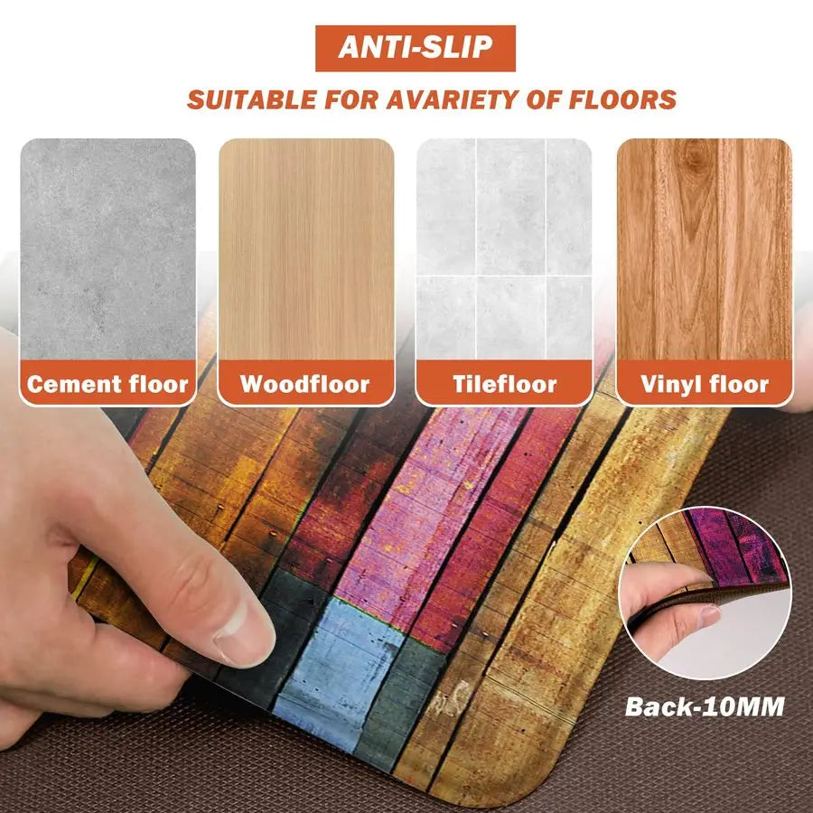 Mats for Floor Colorful kitchen rugs Cool Wooden Abstract Anti Fatigue Kitchen Mats Waterproof Floor Mats Cushioned NonSkid Stan