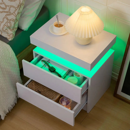 Cubehom LED Nightstand With 2 Drawers And RGB Ambient Lighting