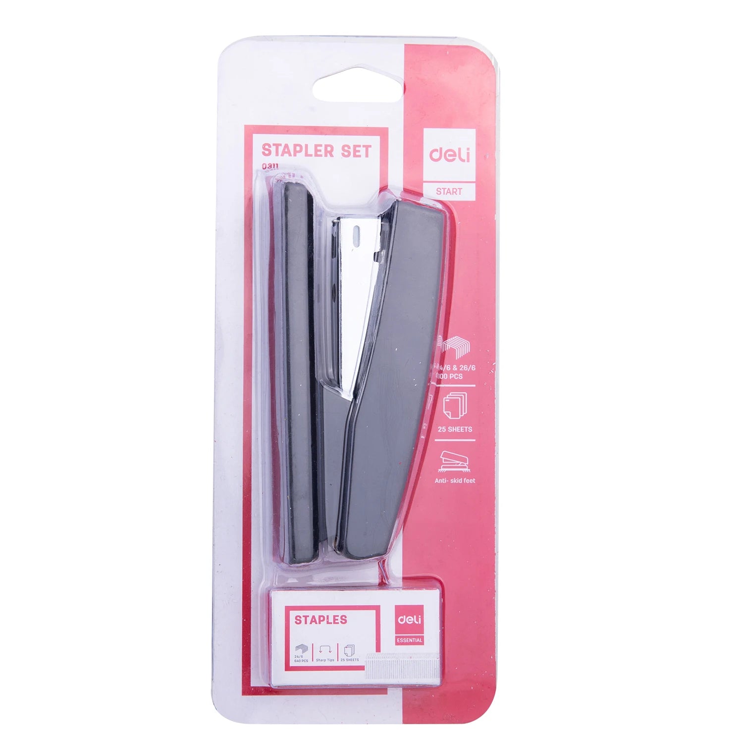 Deli Stapler Set,Black Stapler with 640 Staples Included, Perfect for Office, School, and Home Use