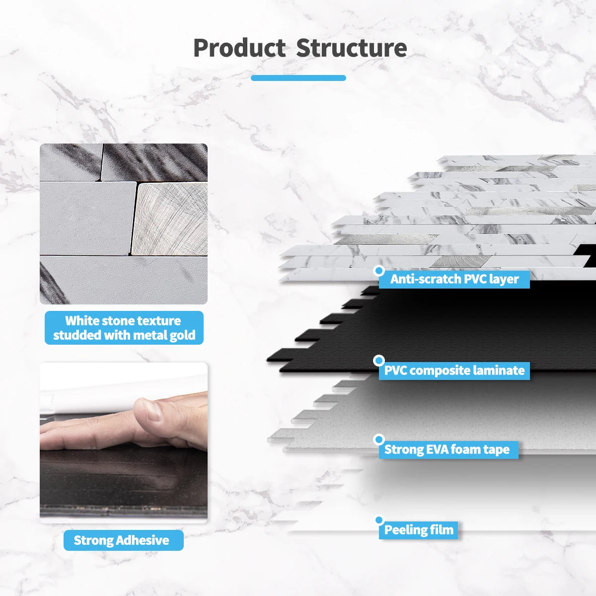 Art3d 10 Pack Peel and Stick Backsplash Tiles for Kitchen Bathroom