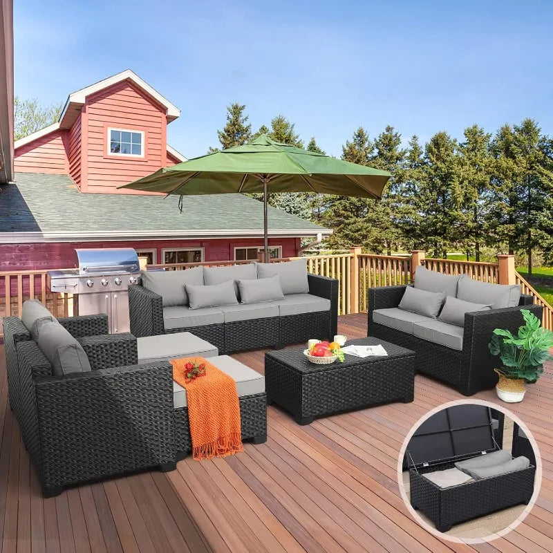 Outdoor 7-Piece Patio Furniture Set With Storage Table