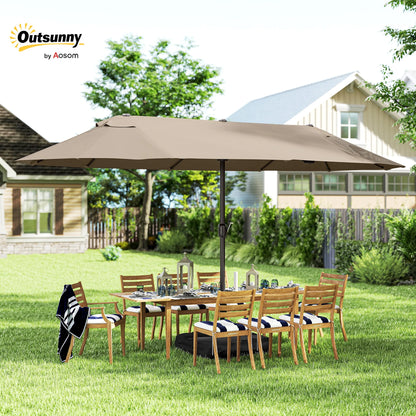 Outsunny Double Sided Rectangular Patio Umbrella with Crank and Base