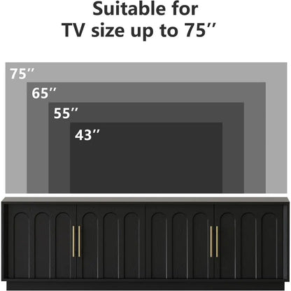 TV Stand or 75 Inch TV, 67" Entertainment Center with Arched Design, Minimalist Media ole with Adjustable Shelves, ern TV Stand
