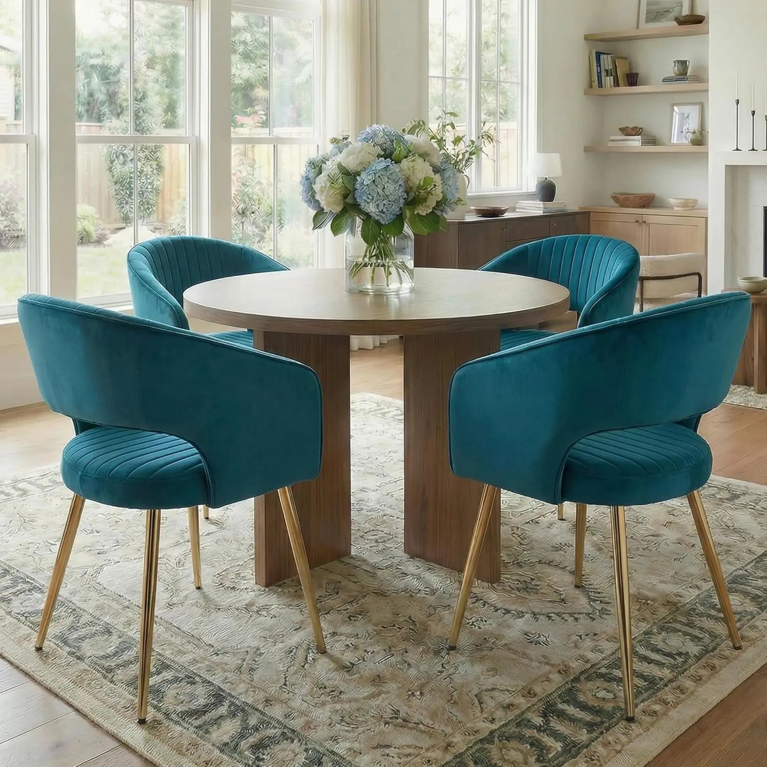 Faux Leather Dining Chairs Gold Legs, Modern Cream PU Leather Dining Room Chairs with Arms Set of 4 Upholstered, Customized