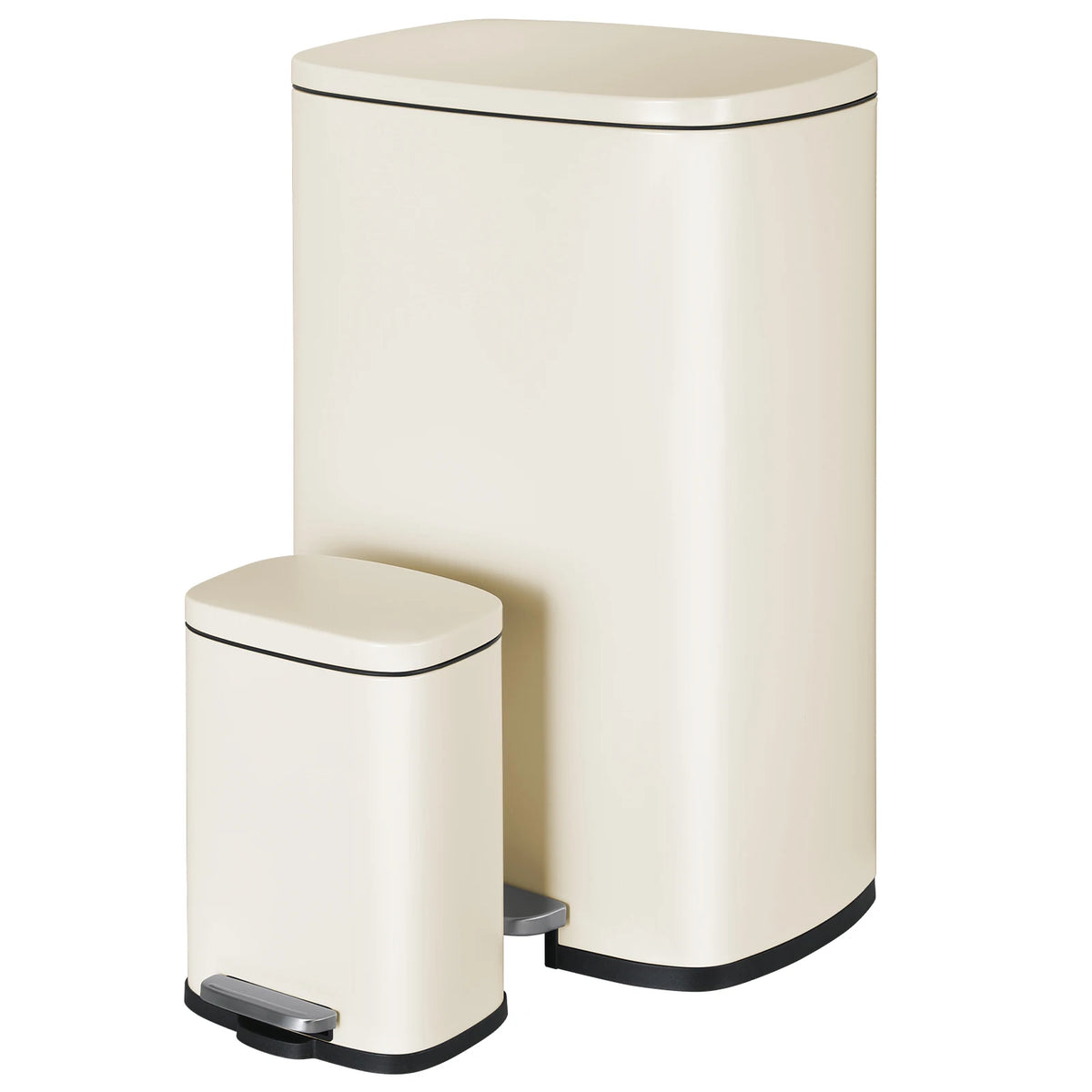 Kitchen Trash Garbage Can 50L+5L Soft-Close, Smudge Resistant Trash Can with Foot Pedal-Brushed Stainless Steel, Satin Nickel
