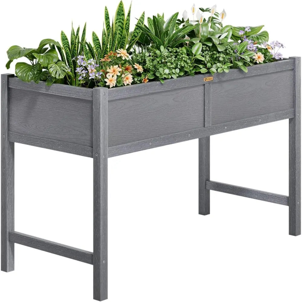 Elevated Garden Bed in HDPE for Outdoor Planting of Vegetables, Herbs, and Flowers - Weather-Resistant Patio and Balcony Planter