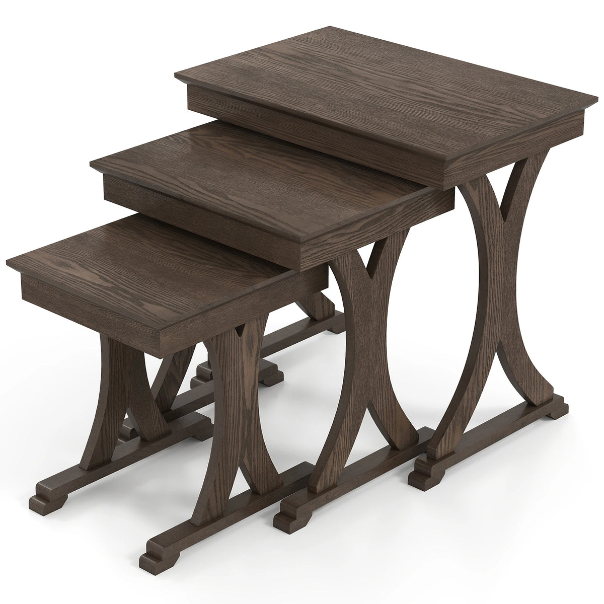 HOMASIS Nesting Coffee Table Set With Solid Rubber Wood Legs