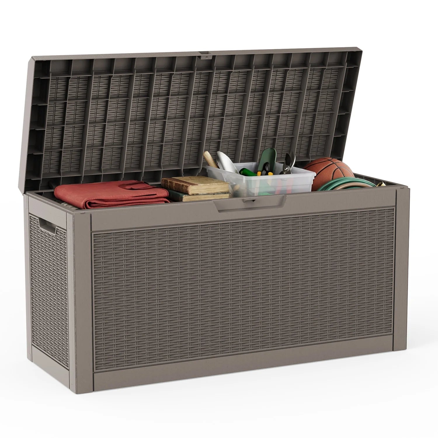 60Gallon Waterproof Outdoor Storage Box,Resin Deck Box,Lockable Outside Storage Box Container for Patio Furniure