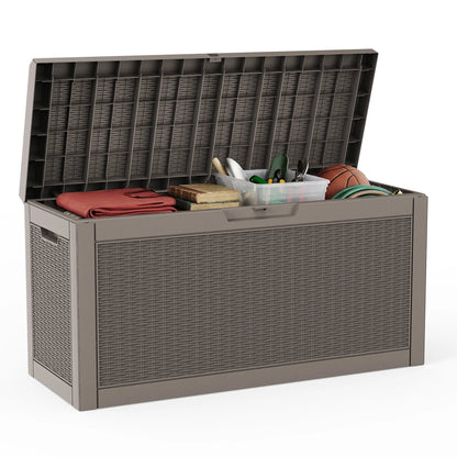 60Gallon Waterproof Outdoor Storage Box,Resin Deck Box,Lockable Outside Storage Box Container for Patio Furniure