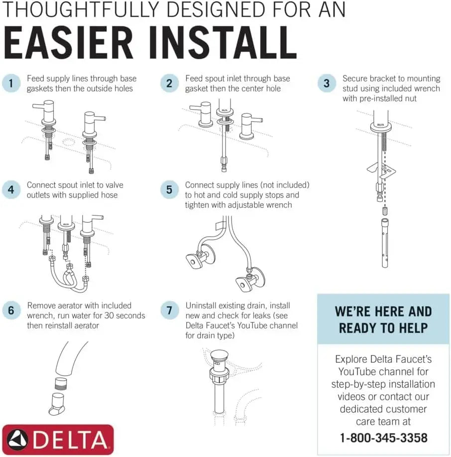 3-Hole Widespread Bathroom Sink Faucet With Push-Pop Drain