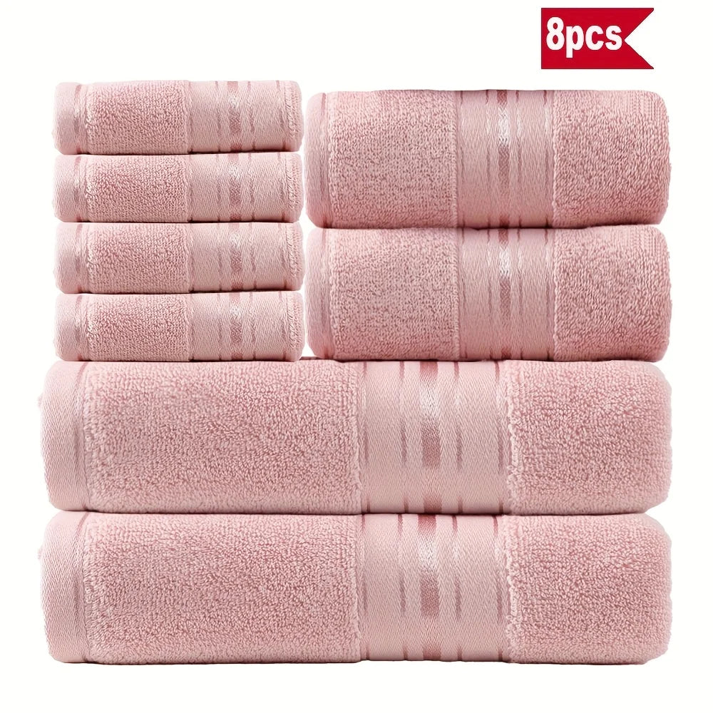8 Piece Luxury Towel Set – Majestic Plush, Super Absorbent &amp; Quicker-to-Dry, Thick 100% Ring Spun Cotton Towels for Bathroom, Spa &amp; Hotel – 2 Bath, 2 Hand, 4 Washcloths