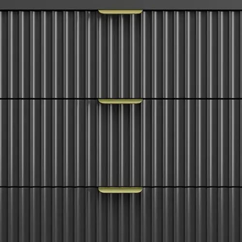 Zhuxiang Fluted Nightstand Modern 3-Drawer Wood Night Table