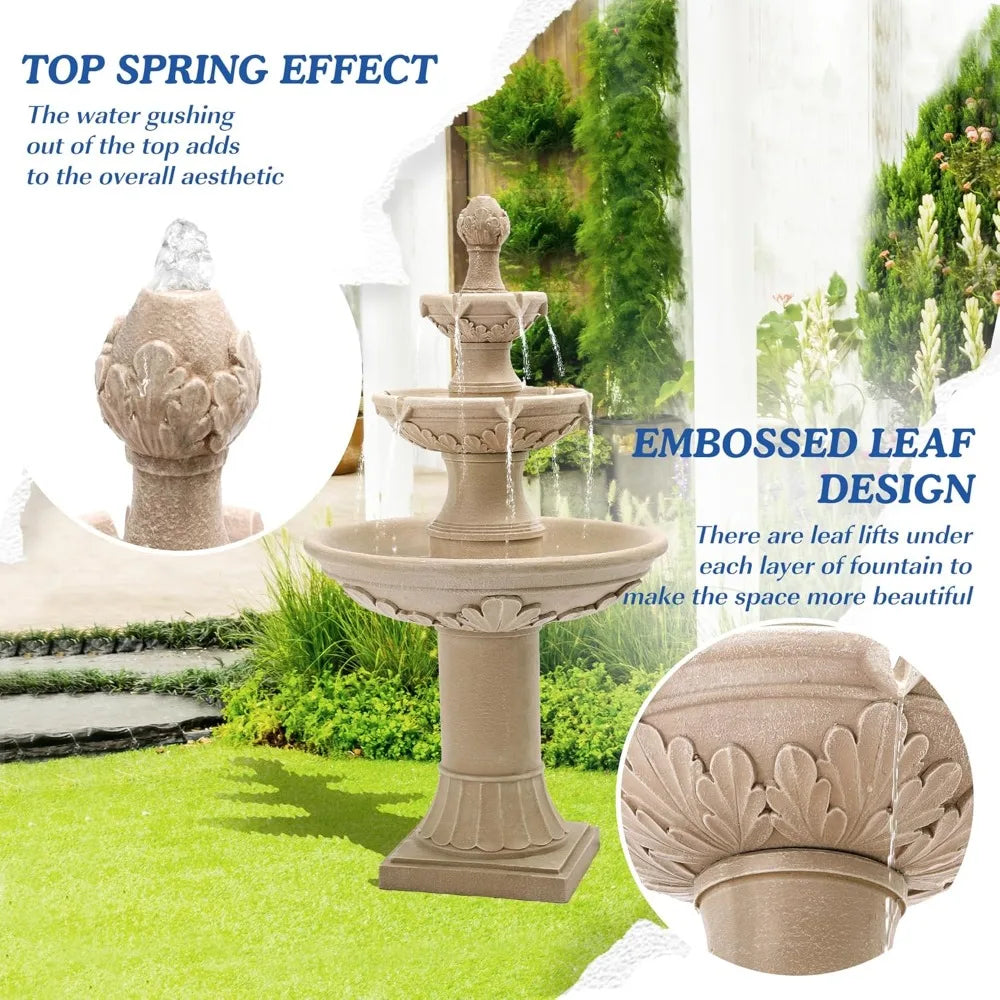 Large Outdoor Water Fountains for Gardens - 48.4 Tall Cascading Indoor Floor Fountains and Waterfalls