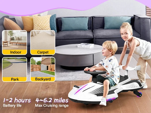 【Akeleo】12V Electric Wiggle Car with Pedal, 2 in 1 Wiggle Car Ride On Toys for Kids Ages 3 and Up, Anti-Rollover Flashing Wheels