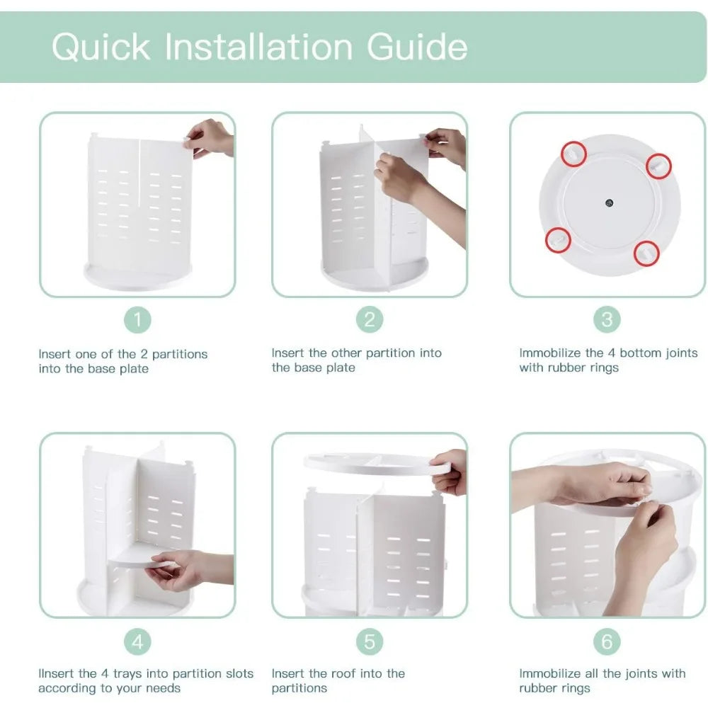 360° Rotating Makeup Organizer With 7 Trays Cosmetic Storage