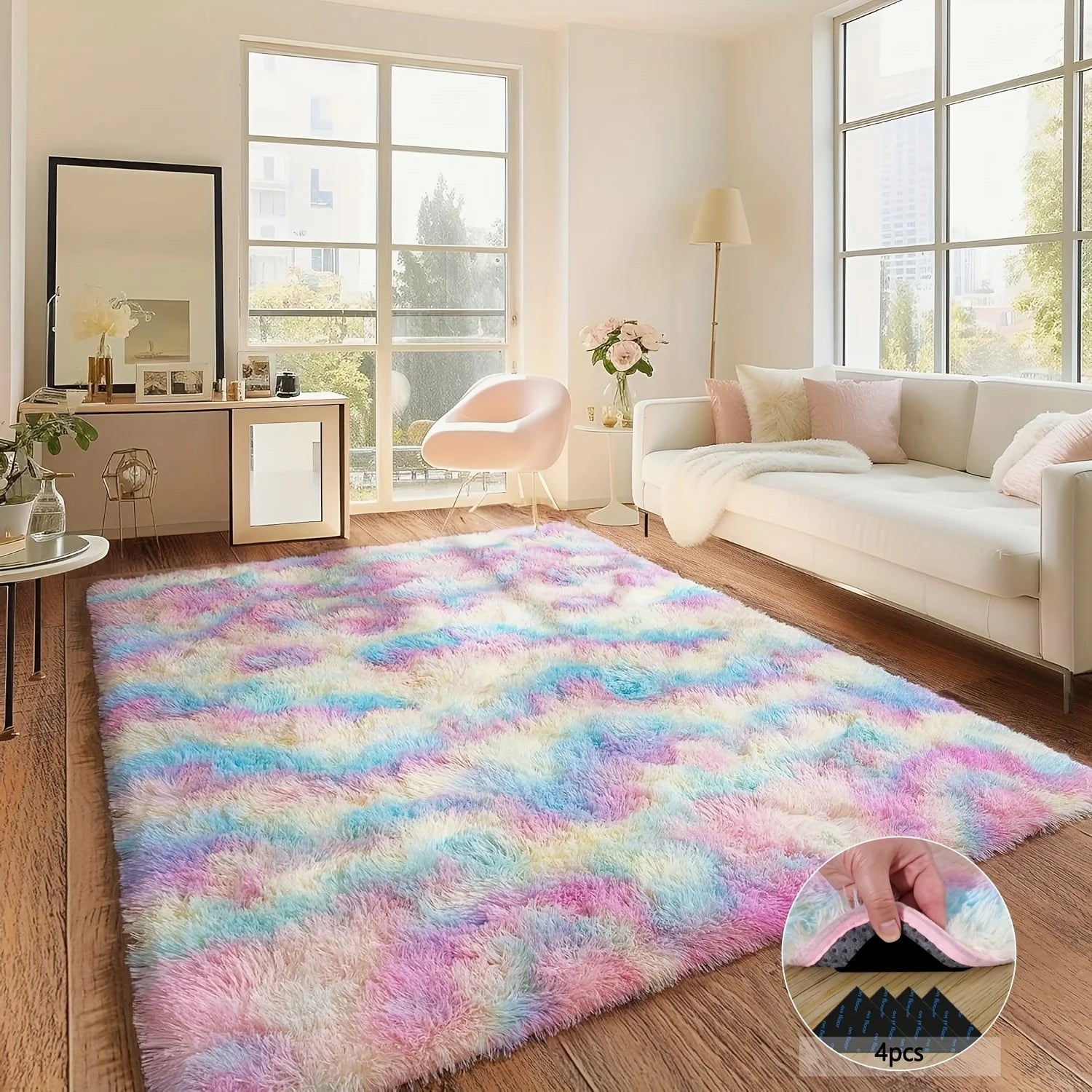 AUBUSSON Shaggy Non Slip Room Rug For Living Room