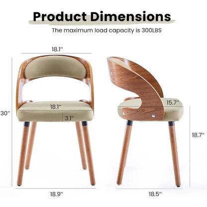 Modern Wood Dining Chairs Set of 4 Upholstered with Curved Backrest for Kitchen Dining Room Living Room, Customized