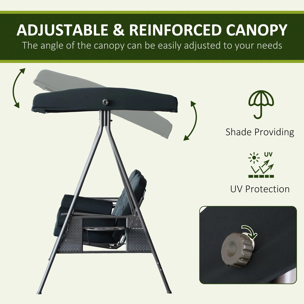 Outsunny Outdoor Canopy Cushioned Patio Glider Swing Bench