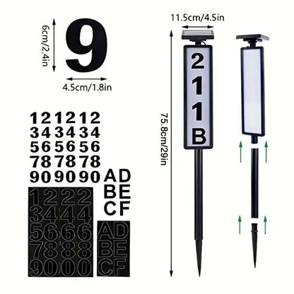 1 pc Solar Light Powered House Number, Address Sign With Lighting, Pole Mount, Smart Light Control 400mah