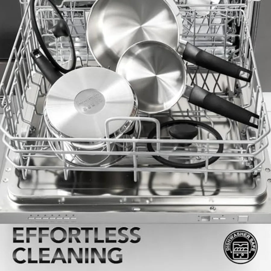 Stainless Steel Saucepan with Lid 1QT & 2QT & 3QT, Triply Stainless Steel Saucepans with Bakelite Handle, Premium Nonstick Sauce