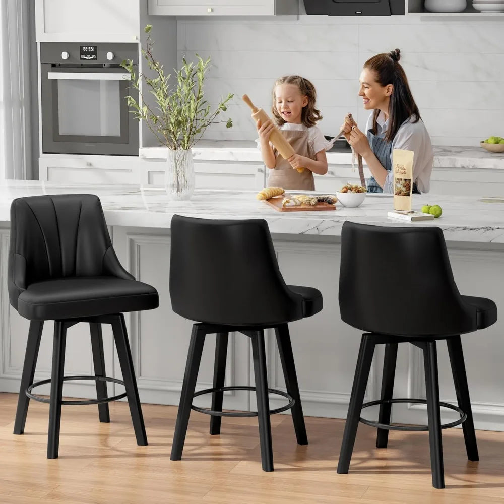 Counter Height Swivel Bar Stool Set of 4 with Back
