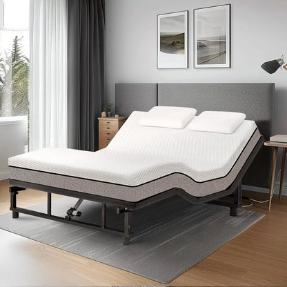 Adjustable Bed Base Frame Metal Head &amp; Foot Incline Wireless Remote Zero Gravity Quiet Motor 79x74x12.72in Black, Customized