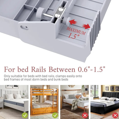 Bedside Shelf for Bed, Foldable Bunk Bed Shelf Clip On Nightstand Tray College Dorm Room Essential Table Caddy with Cup Holder