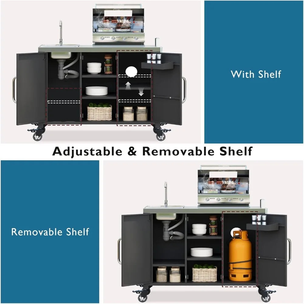 Stainless Steel Kitchen Island With Sink And Outdoor Bar Cart