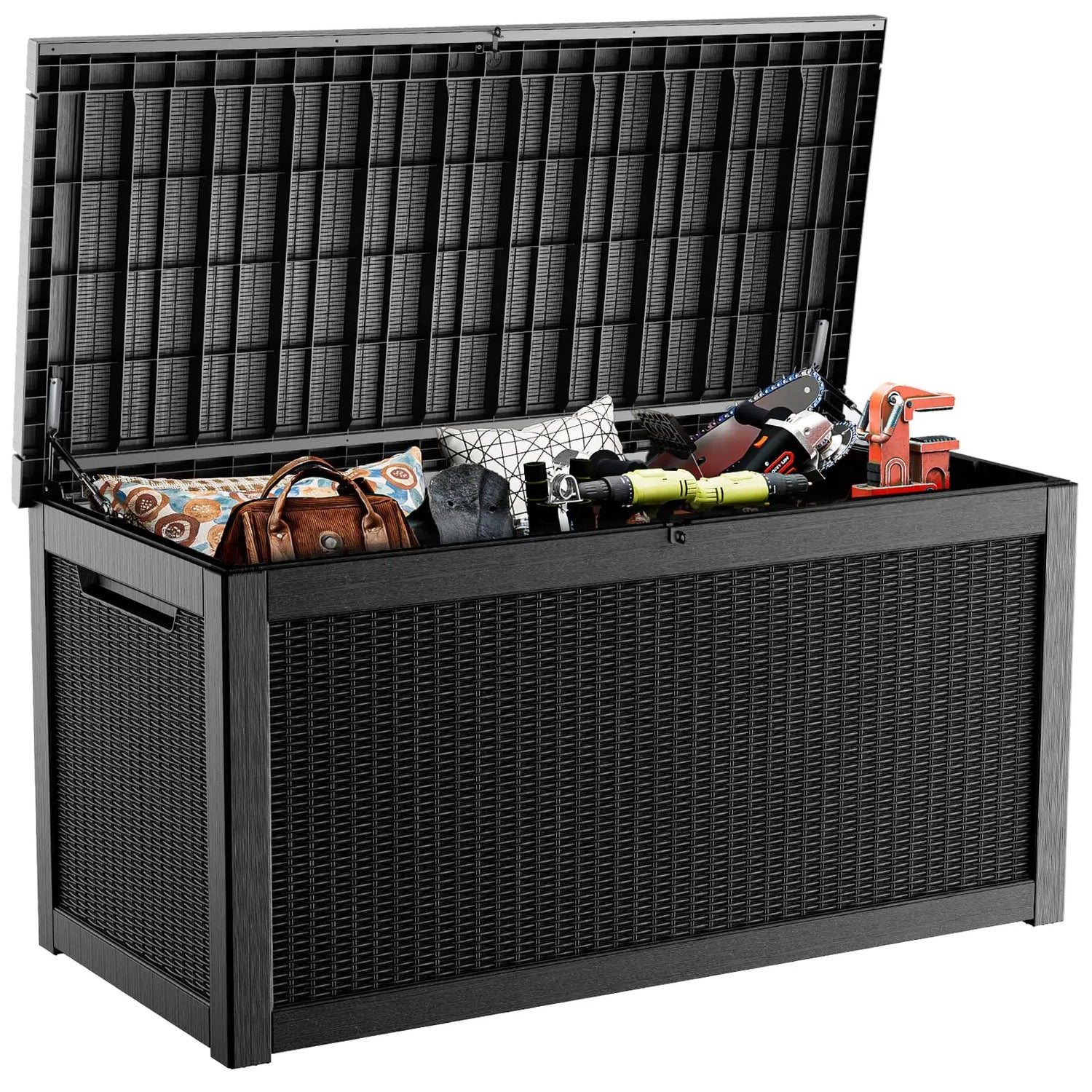 PatioZen 320 Gallon Large Resin Deck Box, Lockable Outdoor Storage Box for Patio Cushions Storage Furniture,Garden Tools