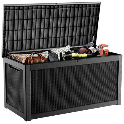 PatioZen 320 Gallon Large Resin Deck Box, Lockable Outdoor Storage Box for Patio Cushions Storage Furniture,Garden Tools