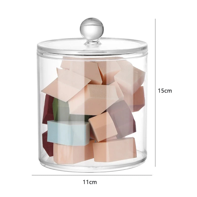 Acrylic Makeup Organizer For Cotton Swabs Jewelry And Remover Pads