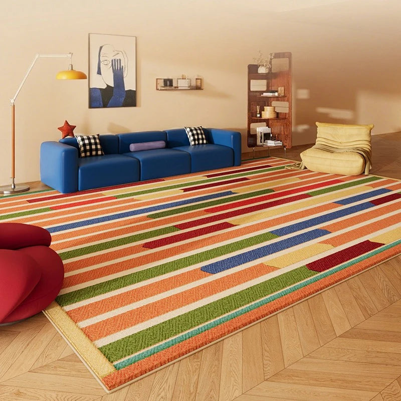 Minimalist Creative Dopamine Geometric Pattern Living Room Carpet Bedroom Room Floor Rugs Home Easy Repair Sofa Coffee Table Mat