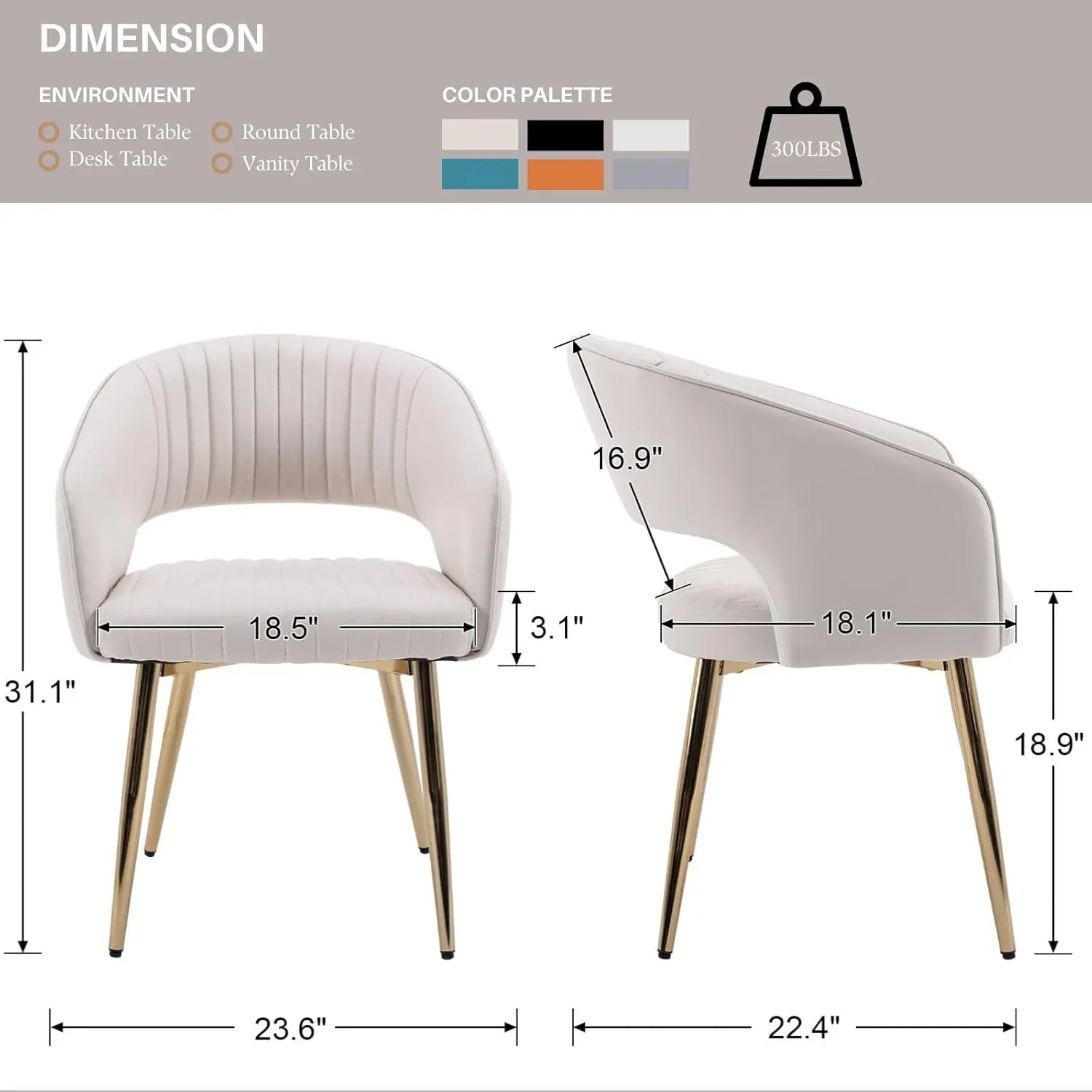 Faux Leather Dining Chairs Gold Legs, Modern Cream PU Leather Dining Room Chairs with Arms Set of 4 Upholstered, Customized