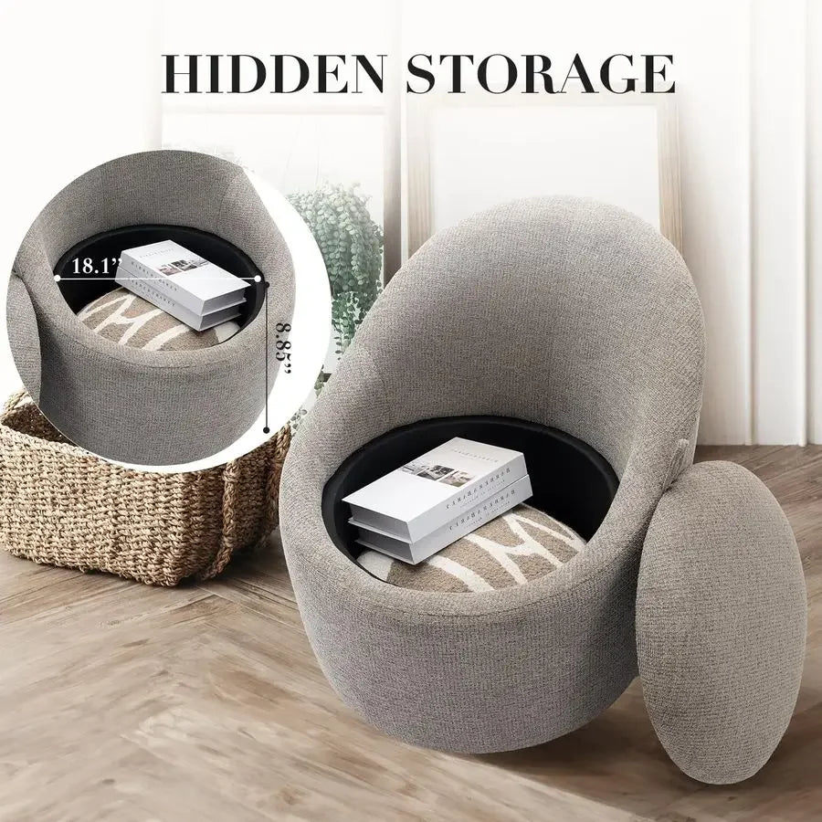 Swivel Accent Chair Set of 2, 360 Swivel Round Chair with Hidden Storage, Modern Small Barrel Armchair for Living Room Bedroom,