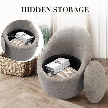 Swivel Accent Chair Set of 2, 360 Swivel Round Chair with Hidden Storage, Modern Small Barrel Armchair for Living Room Bedroom,