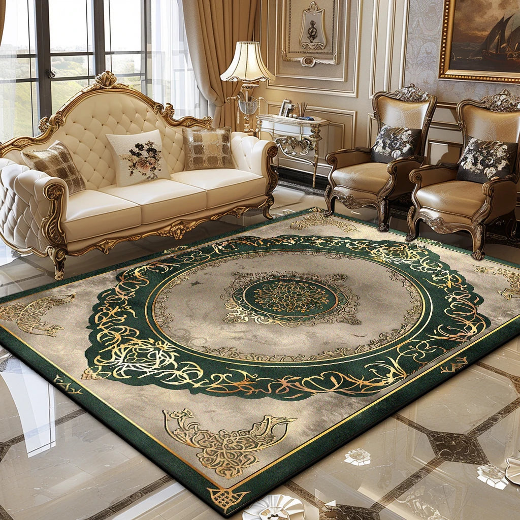 European Luxury Living Room Carpet Gold Decor Home Large Area Rugs 200x300 Bedroom Bedside Soft Fluffy Floor Mat Customizable